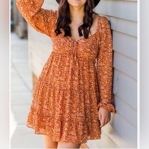 Forever 21 Orange Floral Mini Dress